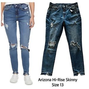 Arizona Hi rise distressed skinny size 13